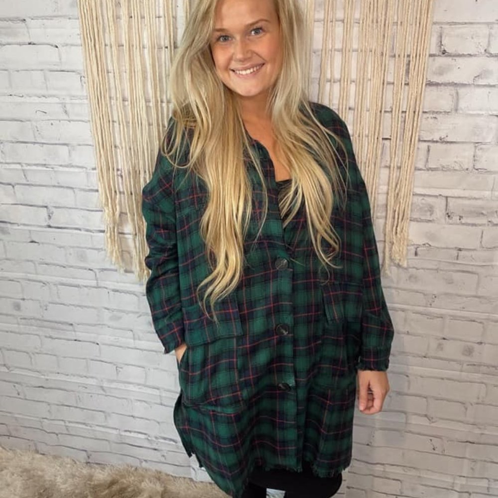 Plaid Button Up Shirt Jacket